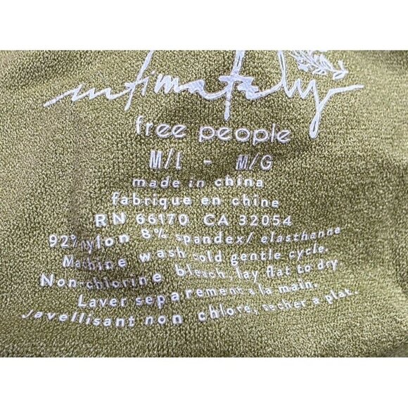 Scoop Neck Ribbed Thong Bodysuit Snap Closure Olive Green Womens Size S - Picture 9 of 11